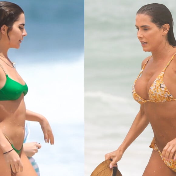 De biquíni, Deborah Secco e Jade Picon exibiram corpo curvilíneo em dia de praia no Rio de Janeiro