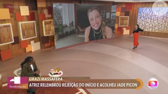 Grazi Massafera contou no 'Encontro com Patricia Poeta' ter recebido Jade Picon em sua casa para lhe aconselhar em estreia como atriz na novela 'Travessia'
