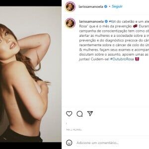 Larissa Manoela fez um alerta sobre câncer de mama e de colo do útero nas redes sociais