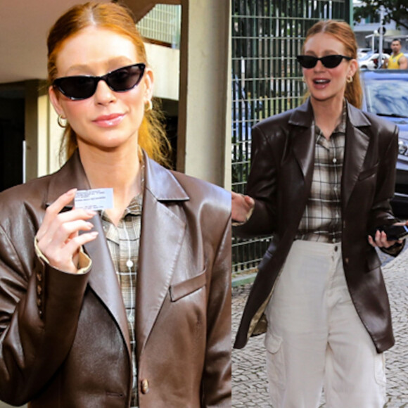 Marina Ruy Barbosa apostou em um look estiloso para votar
