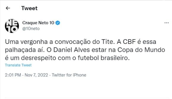 Convocação de Daniel Alves irritou, até, especialistas do futebol