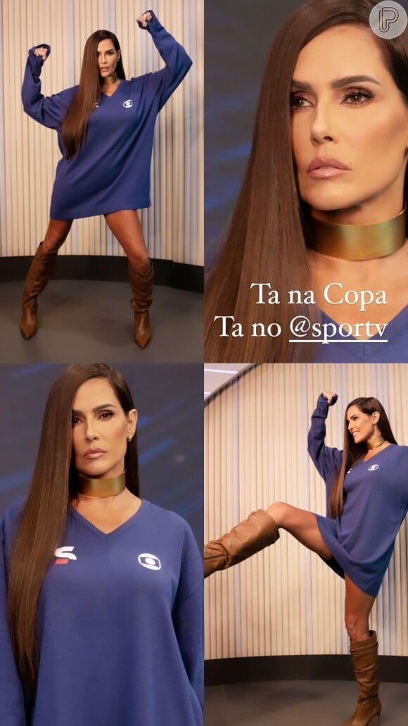 Deborah Secco mostrou em detalhes o segundo look escolhido para o 'Tá na Copa'