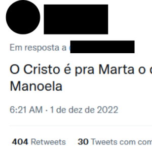 'O Cristo é pra Marta o que a Disney é pra Larissa Manoela', escreveu uma internauta