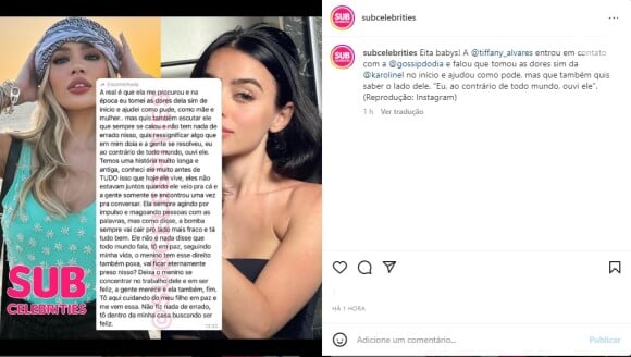 Tiffany respondeu às acusações de Karoline Lima