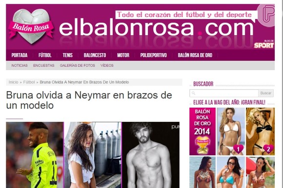 O site espanhol 'El Balón Rosa' disse que Bruna Marquezine esqueceu Neymar nos braços de Marlon Teixeira