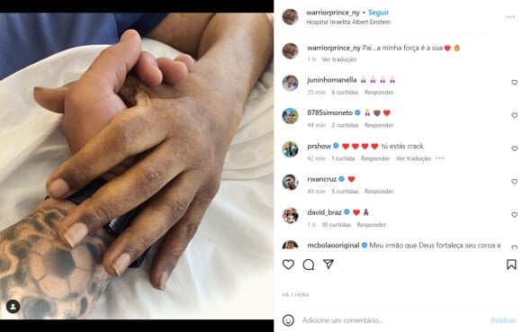 Pelé também recebeu a visita dos filhos nas redes sociais