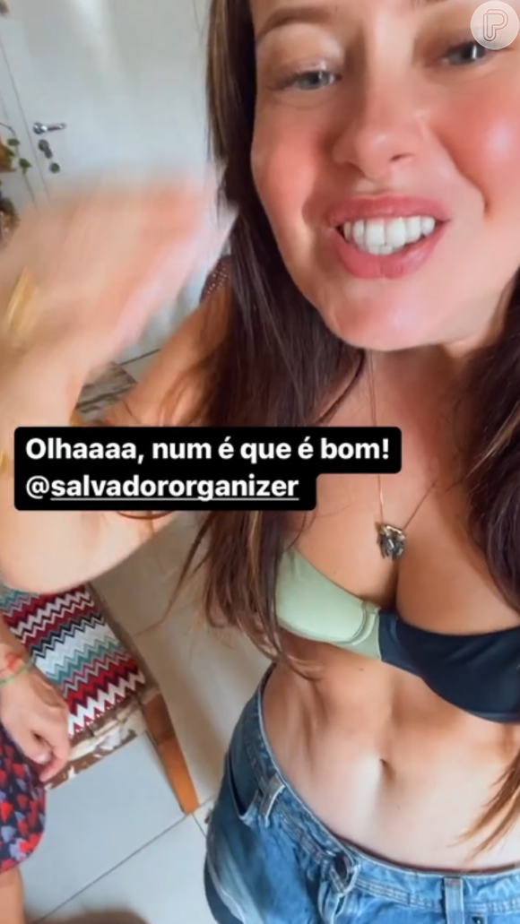 Mariana Bridi valorizou a barriga sarada em vídeo onde provava catuaba pela primeira vez