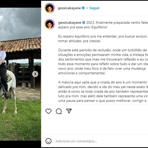 Na publicação, Gkay fez uma reflexão sobre seu ano