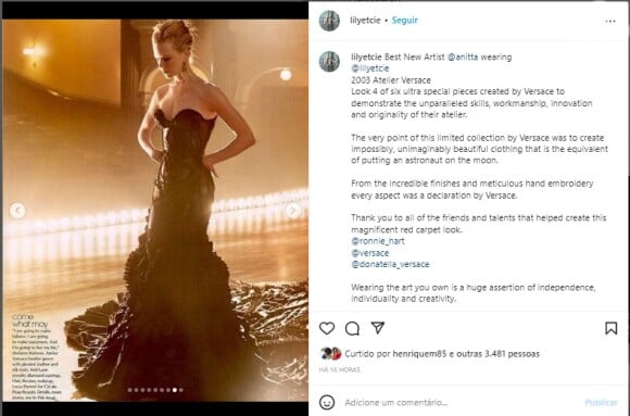 O look de Anitta no Grammy 2023 foi usado por Nicole Kidman, mostra stylist