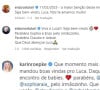 Os comentários de Edson Celulari e Karin Roepke parabenizando Claudia Raia pelo nascimento de Luca