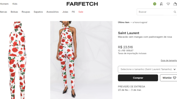 Look de Marina Ruy Barbosa está disponível para venda no site Farfetch