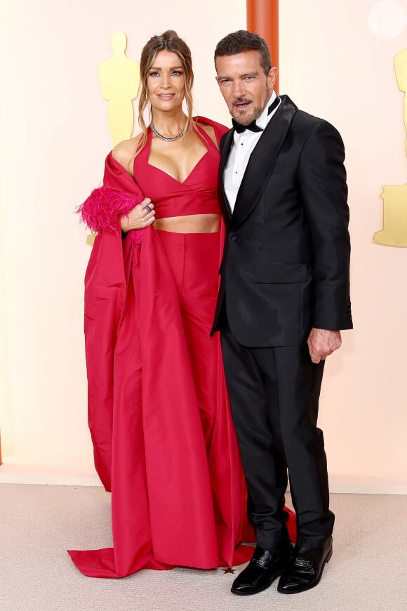Nicole Banderas e Antonio Banderas no red carpet do Oscar 2023