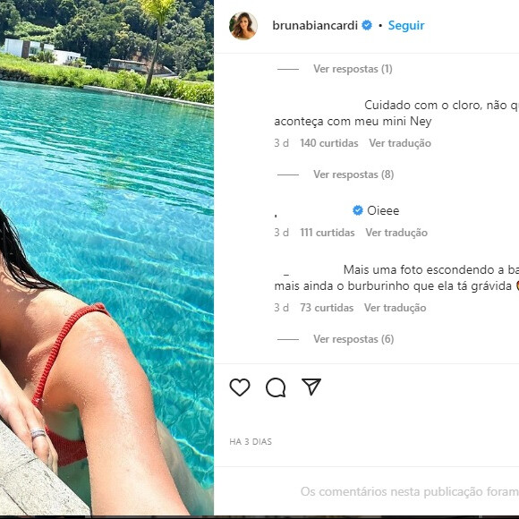 Seguidores apontaram que Bruna Biancardi estaria escondendo a barriga de gravidez