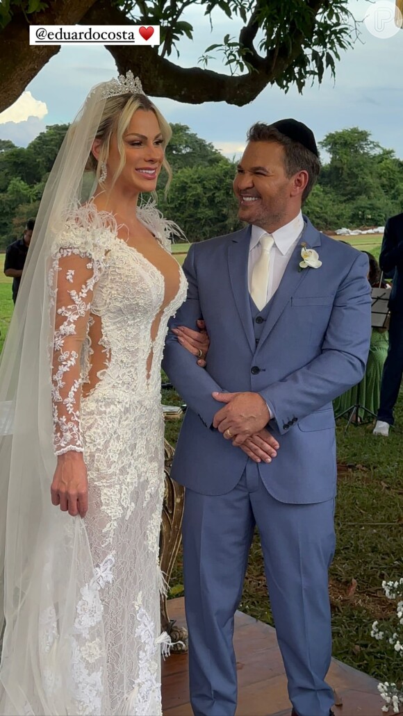Eduardo Costa e Mariana Polastreli se casaram no fim de semana