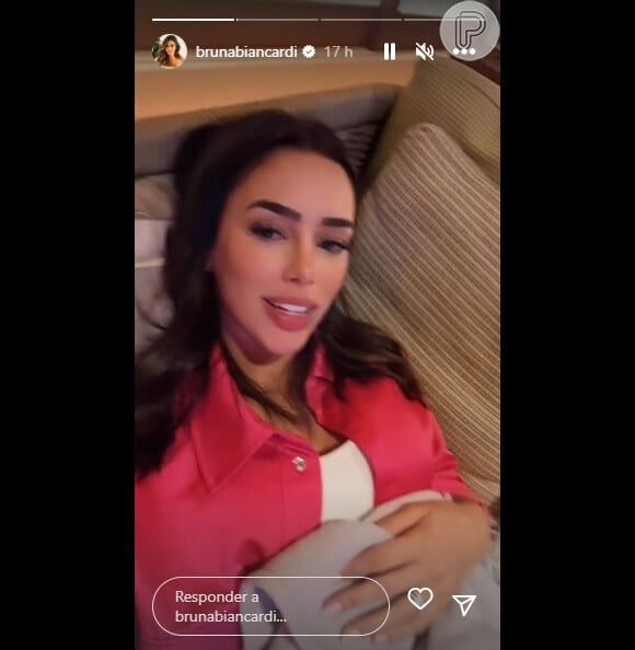 Bruna Biancardi também tem escondido a barriga nos Stories