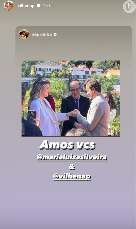 Paulo Vilhena anunciou por meio das redes sociais que se casou com Maria Luiza Silveira