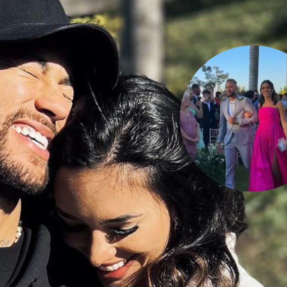 Neymar e Bruna Biancardi surgem juntinhos em casamento e web comenta perdão após traição: 'Me fazia de sonsa também'