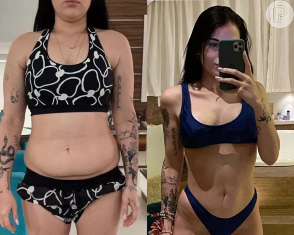 Antes e depois: Thaís Vasconcellos perdeu 25 kg com dieta, treinos e acompanhamento médico; ela nega ter consumido pílulas de emagrecimento
 