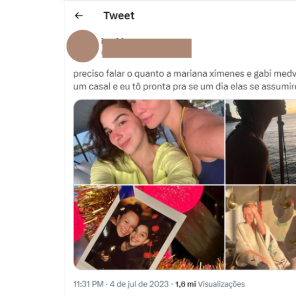 Mariana Ximenes e Gabi Medvedovski: publicação que insinuava romance entre as duas atingiu mais de 1 milhão de visualizações no Twitter