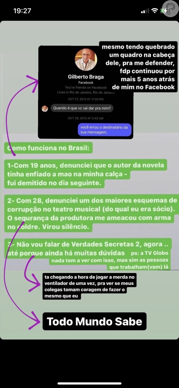 Gilberto Braga teve uma suposta conversa exposta pelo ator Felipe de Carolis.