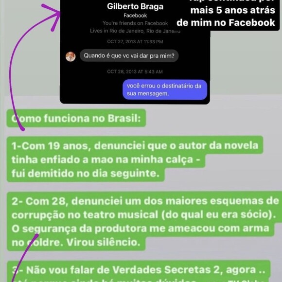 Gilberto Braga teve uma suposta conversa exposta pelo ator Felipe de Carolis.