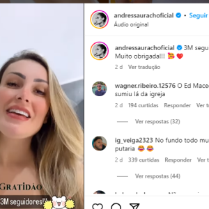 Andressa Urach no meio de algumas polêmicas chegou a 3 milhões de seguidores no Instagram.