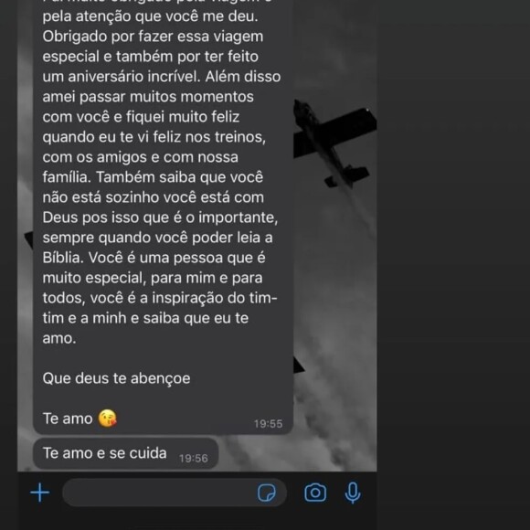 Davi Lucca agradeceu ao pai pelo tempo passado em seu aniversário