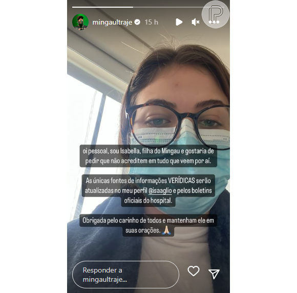 Filha de Mingau da banda Ultraje a Rigor pediu para que os fãs fiquem atentos a suas redes sociais, pois ela soltará informações verídicas sobre o estado de saúde do músico