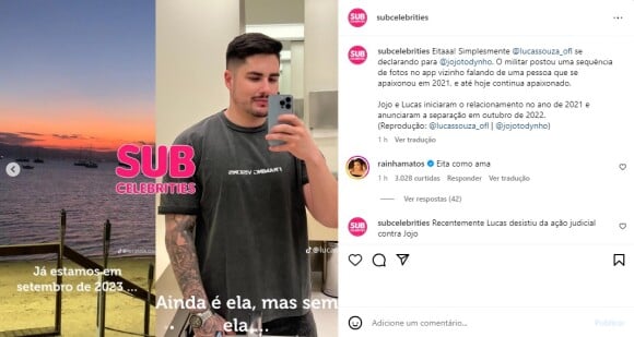 Lucas Souza confessou que ainda pensa na ex