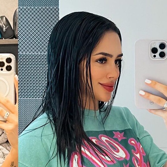 Bruna Biancardi usou a mesma roupa para destacar a evolução de sua gravidez