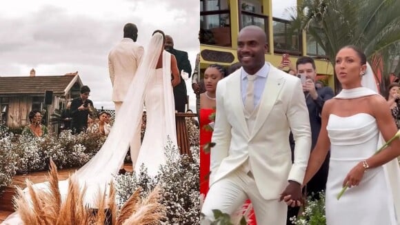 Vestido de noiva tubinho: Aline Becker se casa com Rafael Zulu em cerimônia ao ar livre em Balneário Camboriú