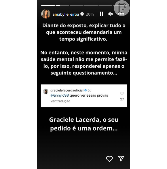 Graciele Lacerda tem máscara arrancada por namorada de Igor Camargo? Influenciadora provocou Amabylle Eiroa: 'Seu pedido é uma ordem'