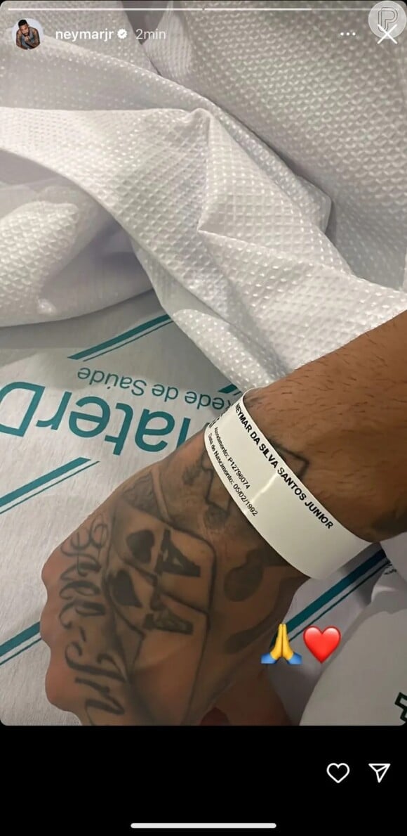 Neymar publicou uma foto em um hospital após término com Bruna Biancardi