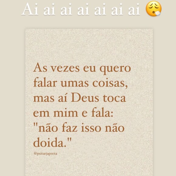 Rafaella Santos postou no Instagram: 'Às vezes, eu quero falar umas coisas, mas aí Deus toca em mim e fala: 'não faz isso, não, doida''