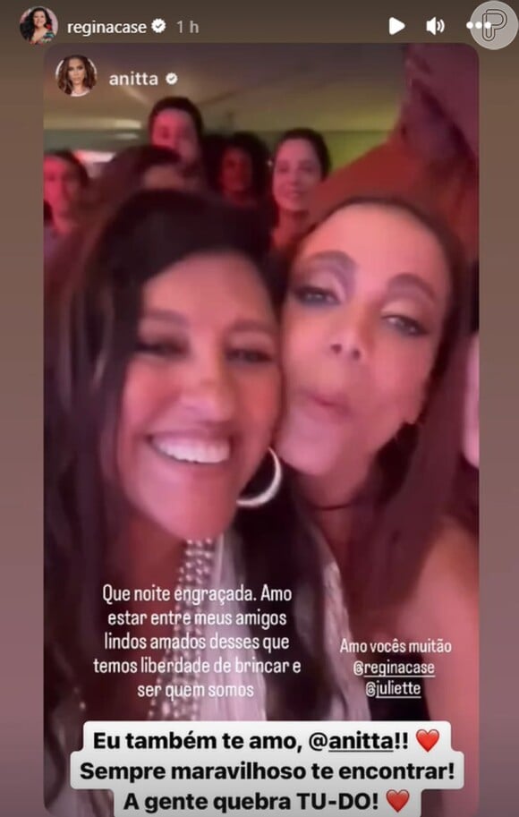Anitta publicou outro vídeo com Regina Casé e se declarou à artista