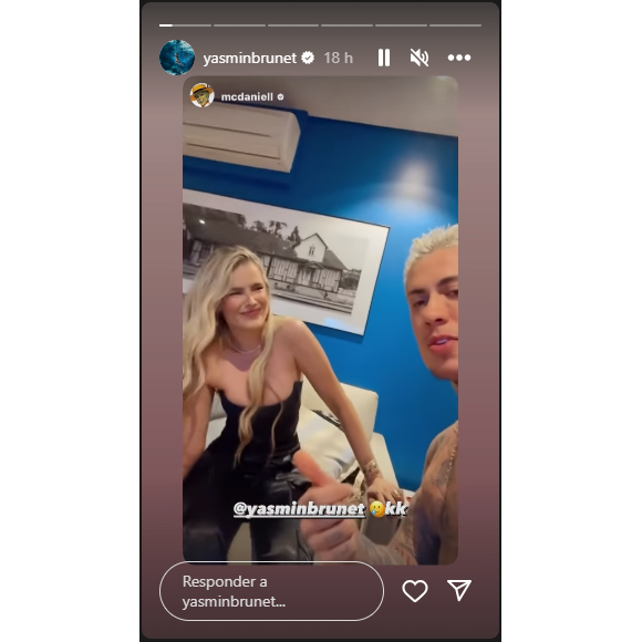 Yasmin Brunet demostrou sentir muitas dores enquanto estava nos bastidores do show de MC Daniel