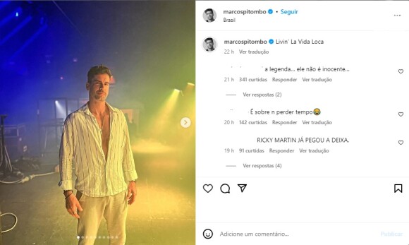 Marcos Pitombo postou uma legenda sugestiva a Ricky Martin