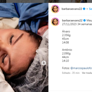 Bárbara Evans: fotos dos filhos recém-nascidos receberam mais de 200 mil likes em pouco mais de uma hora