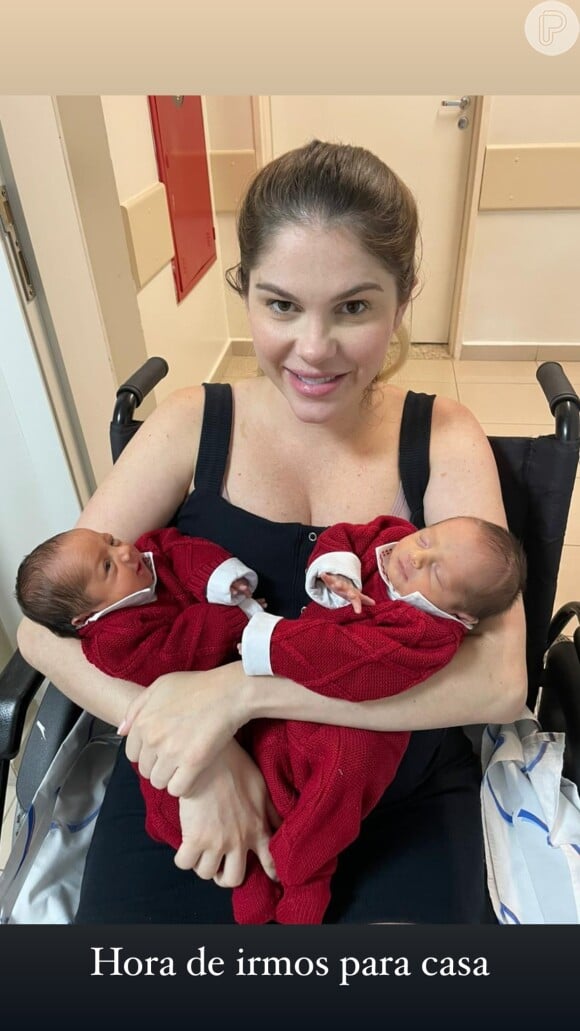 Bárbara Evans deu à luz, nesta segunda-feira (27), os filhos gêmeos Álvaro e Antônio