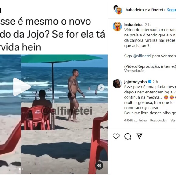 Jojo Todynho rebate internauta após comentário sobre namorado