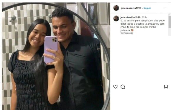 Namorado de Aclécia Silva dos Santos fez uma homenagem nas redes sociais