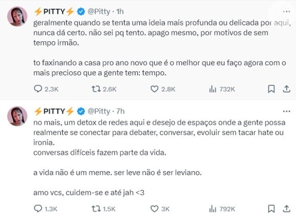 Pitty decidiu dar um tempo das redes sociais após críticas