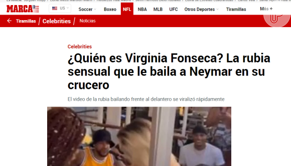 Neymar e Virginia ganham holofote internacional após vídeo do cruzeiro viralizar nas redes sociais