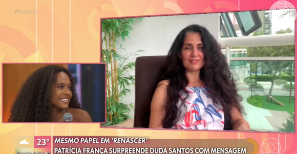Atriz Patrícia Santa surge no 'Encontro' para mandar recado especial para Duda Santos