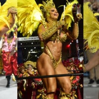 Barriga definida, tamborim na mão e look PP cavado: veja 15 fotos de Viviane Araújo em desfile Salgueiro no Carnaval 2024