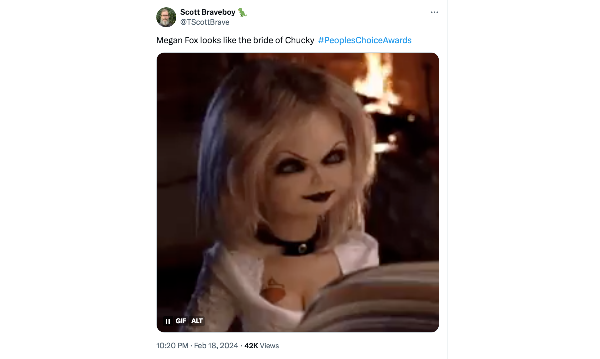 Foto: Megan Fox foi comparada à Noiva do Chucky em publicações no X  (Twitter) - Purepeople