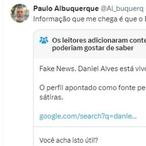 O usuário que fez a fake news se popularizar foi o perfil Paulo Albuquerque, conhecido no X, antigo Twitter, por publicar fotos apenas com filtro que deixa a pessoa mais velha