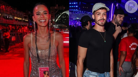 Bruna Marquezine e João Guilherme são flagrados bem juntinhos durante show do cantor Veigh