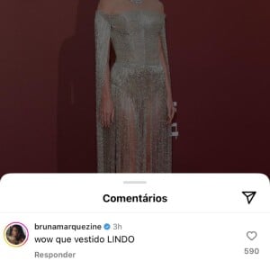 'Que vestido lindo!', disse Bruna Marquezine sobre look de Marina Ruy Barbosa para o Festival de Cinema de Cannes