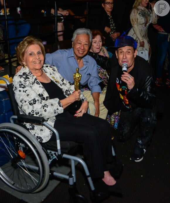 Sérgio Mallandro e sua mãe, Leila, no lançamento do novo filme do ator/jurado/cantor/apresentador